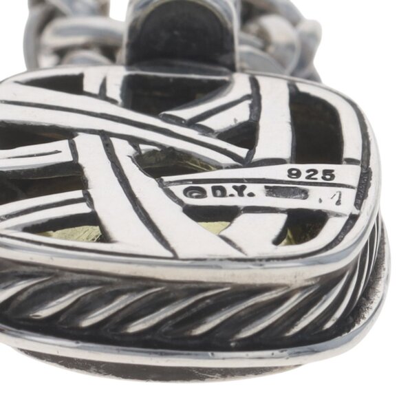 David Yurman Albion Peridot Diamond Enhancer Wheat Necklace 16" Ster 925 Cushion - Picture 5 of 7